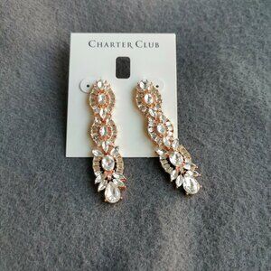 Charter Club Crystal Drop Earrings Elegant Sparkling Statement Jewelry New